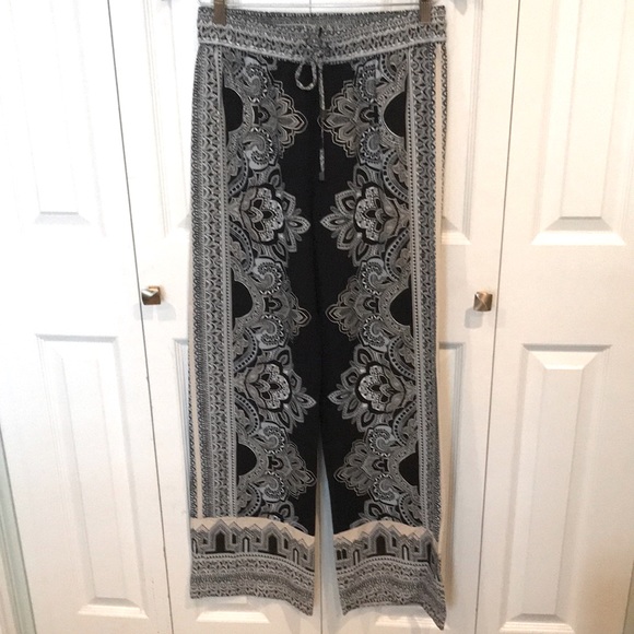Cynthia Rowley Wide Leg Boho Silky Pants - Picture 1 of 7